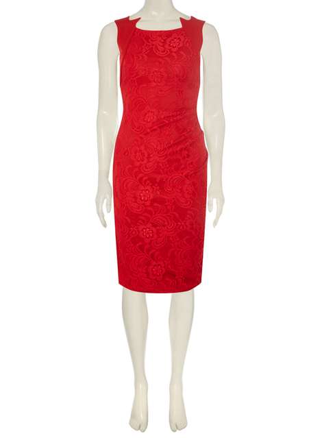 **Feverfish Red Lace Pleated Dress